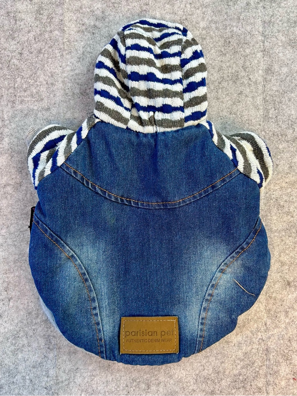 Parisian Pet Denim Striped Dog Hoodie Jacket / Cotton / Very small Size